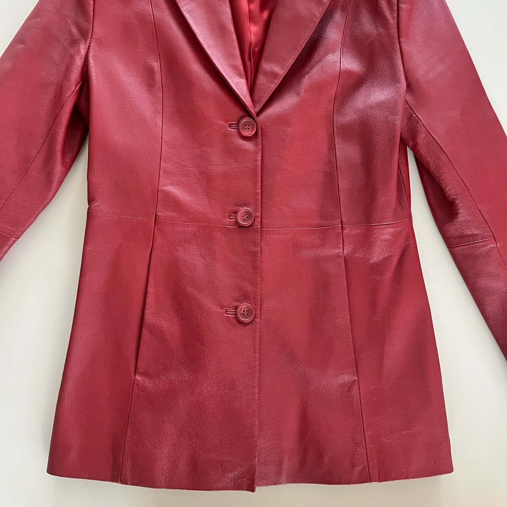 Clio vintage red leather three-button blazer 90’s - Picture 11 of 11